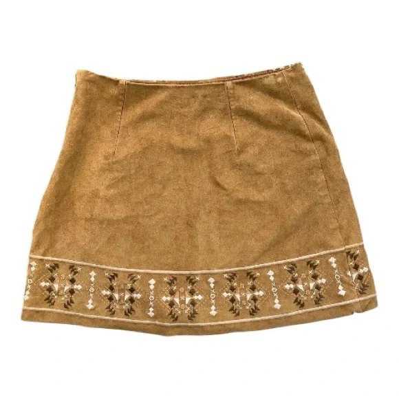 ✨ EUC ABERCROMBIE & FITCH Women’s Brown Faux Suede Embroidered Skirt | Size 4 - Picture 5 of 6